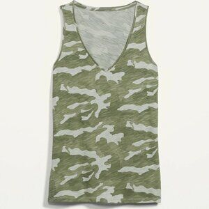 NWT Old Navy Green Camo EveryWear Slub-Knit V-Neck Tank Top Cotton Women Medium